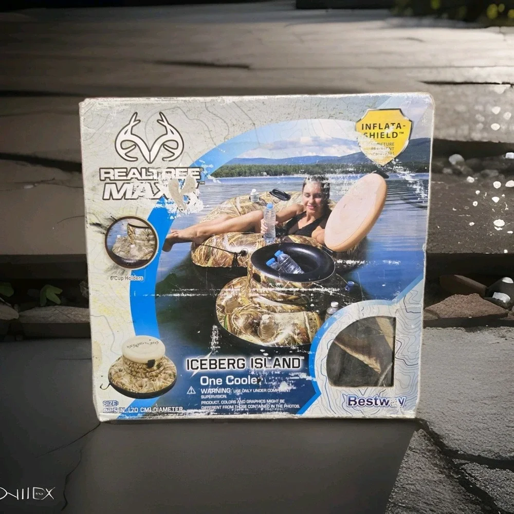 REALTREE MAX-5 Iceberg Island Camouflage Inflatable Water Cooler Pool Float RARE